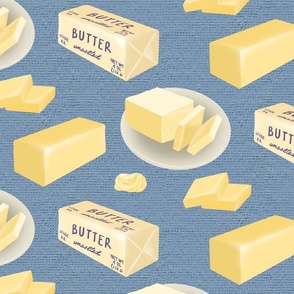 Jumbo Fresh Butter on Country Blue Linen