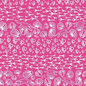 Beach Doodles (Large) - White on Rose Pink  (TBS105) 