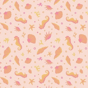 Pink Shells and Seahorse - Large Scale