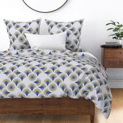 Ocean waves abstract geometric gold and blue coordinate