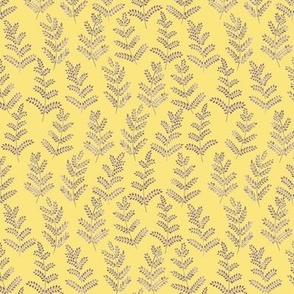 Sunny Yellow Feathery Ferns – watercolor whimsical ferns