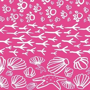 Beach Doodles (Jumbo) - White on Rose Pink  (TBS105) 