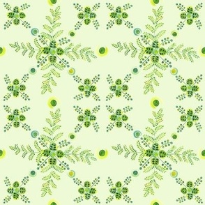 Soft Green Fern Mandala - whimsical watercolor fern mandala