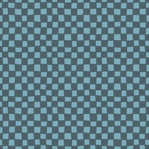 Wonky Checkered Retro Navy Blue - Medium Scale