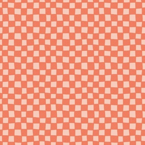 Wonky Checkered Retro Terra Cotta Red - Medium Scale
