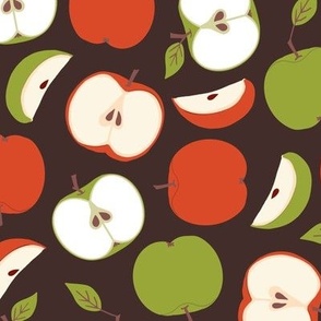 Autumn Apple Harvest - Sliced Red and Green Apples - Dark