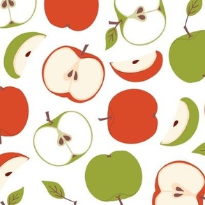Autumn Apple Harvest - Sliced Red and Green Apples - Light