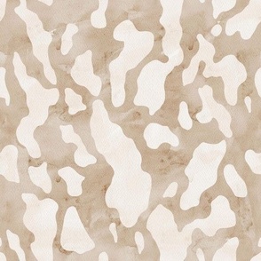 Watercolor Animal Print - Taupe and Cream Cow Pattern