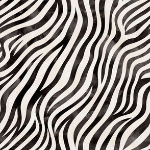 Watercolor Animal Print - Black and White Zebra Stripe