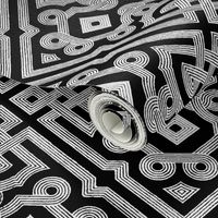 Embroidered Labyrinth in Black and White