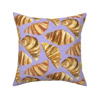 Large Buttery French Croissant on Lavender Purple Linen