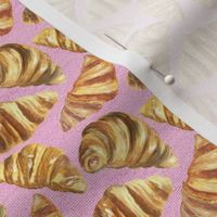 Extra Small Buttery French Croissants on Pink Linen