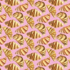 Extra Small Buttery French Croissants on Pink Linen