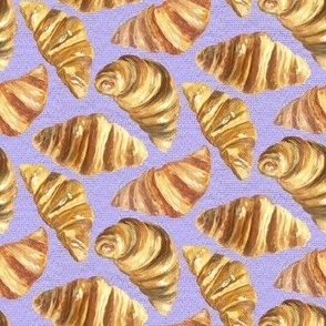 Small French Croissants on Lavender Purple Linen