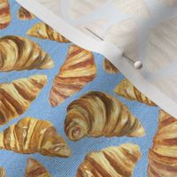 Extra Small French Croissants on Country Blue Linen