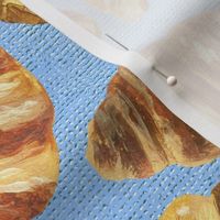 Large Buttery French Croissants on Country Blue Limen