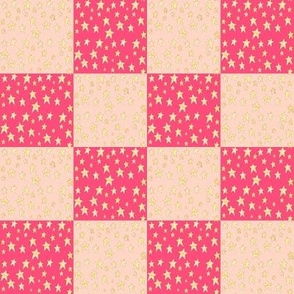 Star Patchwork Cheater Quilt Blocks Pink and Cream