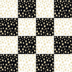 Star Patchwork Cheater Quilt Blocks Black and White