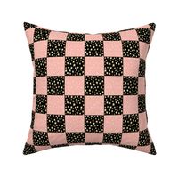 Star Patchwork Cheater Quilt Blocks Pink and Black
