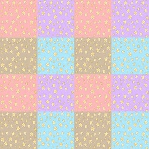 Star Patchwork Cheater Quilt Blocks Pink Blue Purple Cream