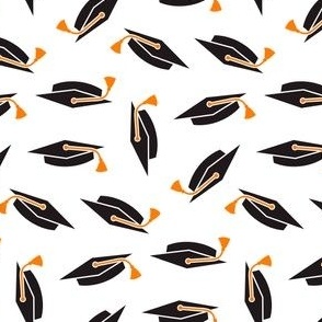 Black Graduation Caps with Orange Tassels 5