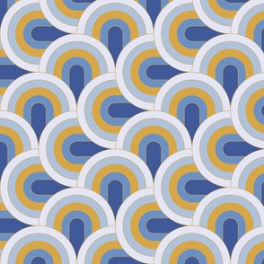 Ocean waves - geometric golden and blue coordinate