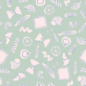 Pasta Shapes in Mint Green