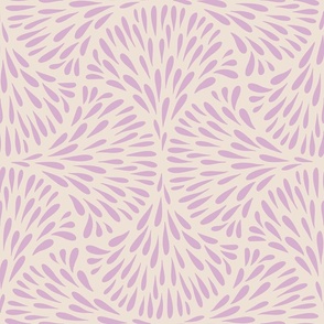 Light pastel purple lilac drops on cream white | Scallop, fan of water drops, geometric playful ogee
