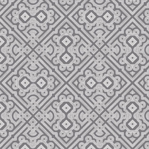 Embroidered Labyrinth in Steel Gray