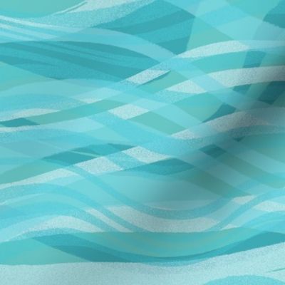 (l) caribbean sea waves – wavy lines | aquamarine blue, turquoise, teal green | large scale