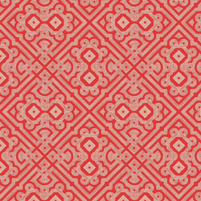 Embroidered Labyrinth in Romantic Red