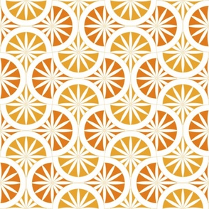 Citrus Slice Scallop / Art Deco / Geometric / Marigold Orange / Medium