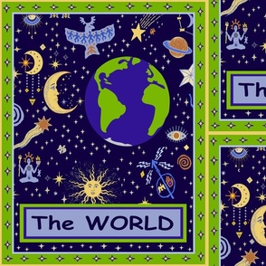 Tarot Card "The World" - Green Blue Yellow - Design 16698892 - 14x18 repeat