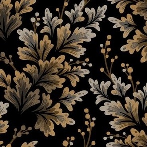 Frilled Foliage - Black / Gold