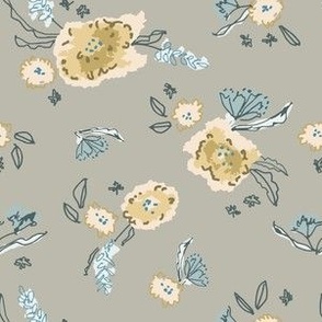 Wallflowers Bluish Gray 6x6 - Moody Floral Garden Small 3202453