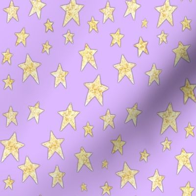 Cozy Golden Stars on Lavender Purple