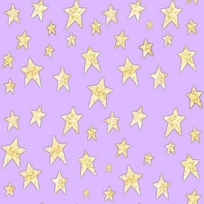 Cozy Golden Stars on Lavender Purple