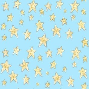 Cozy Golden Stars on Light Blue