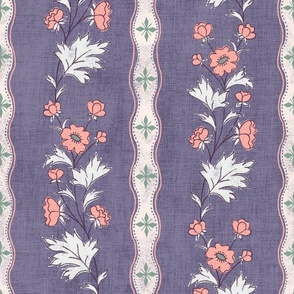 Clarabelle Vine Vertical Stripe  Floral Lavender