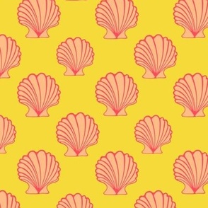 COCKLES Scallop Shells Coastal Beach Ocean Seashells in Seaside Blush Red Yellow - SMALL Scale - UnBlink Studio by Jackie Tahara