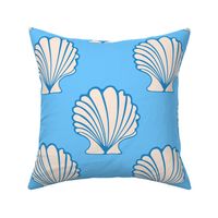 COCKLES Scallop Shells Coastal Beach Ocean Seashells in Seaside Warm White Blue - LARGE Scale - UnBlink Studio by Jackie Tahara