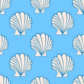 COCKLES Scallop Shells Coastal Beach Ocean Seashells in Seaside Warm White Blue - MEDIUM Scale - UnBlink Studio by Jackie Tahara