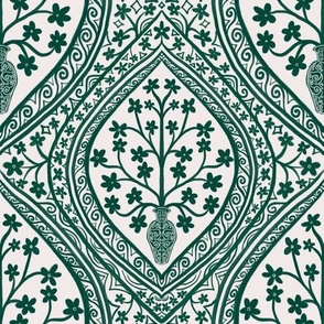 Emerald Hand Drawn Floral Traditional Design