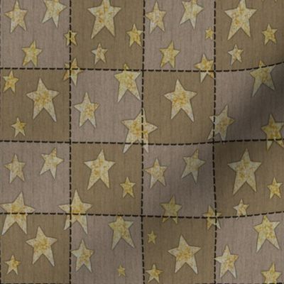 Faux Woven and Stitched Star Patchwork Creamy and Beige