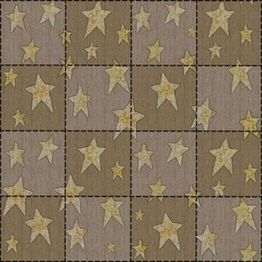 Faux Woven and Stitched Star Patchwork Creamy and Beige