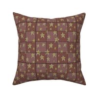 Faux Woven and Stitched Star Patchwork Reddish Purple