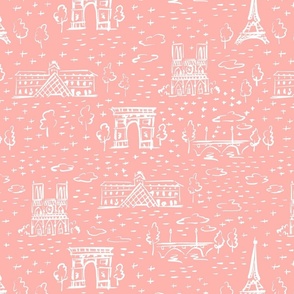 Paris toile pink peach