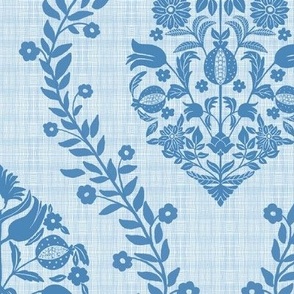 Floral Trellis Damask//Pantone Ultra//Sky Blue//medium scale//wallpaper//home decor//fabric