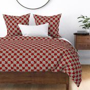 Faux Woven and Stitched Star Patchwork White and Red