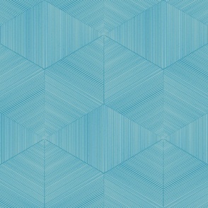 textured hexagon weave - capri blue_ white - geometric